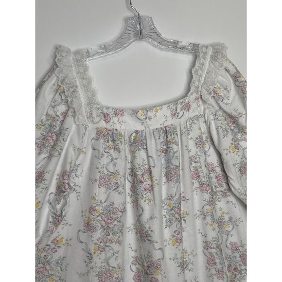 NWT vintage Lanz of Salzburg 100% cotton floral lace trim nightgown, USA large - Picture 15 of 16